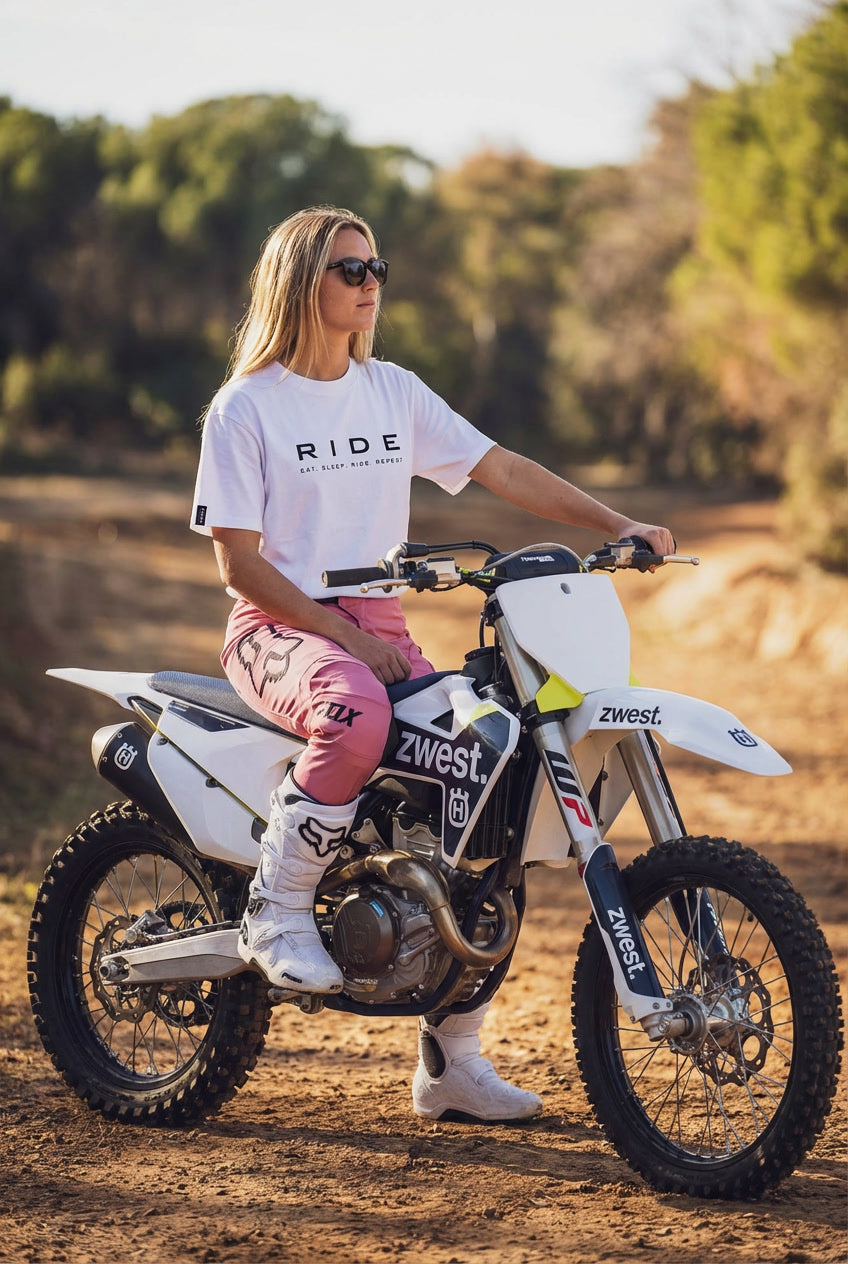 Polera Manga Corta Mujer - RIDE White