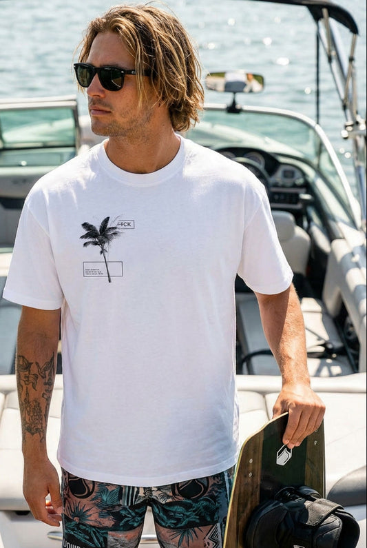 Polera Manga Corta Hombre - F#CK White