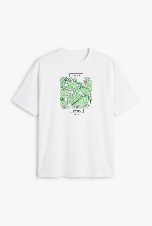 Polera Manga Corta Hombre - Palm White
