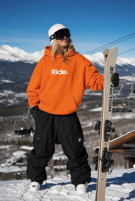 Polerón Ride Orange. Mujer
